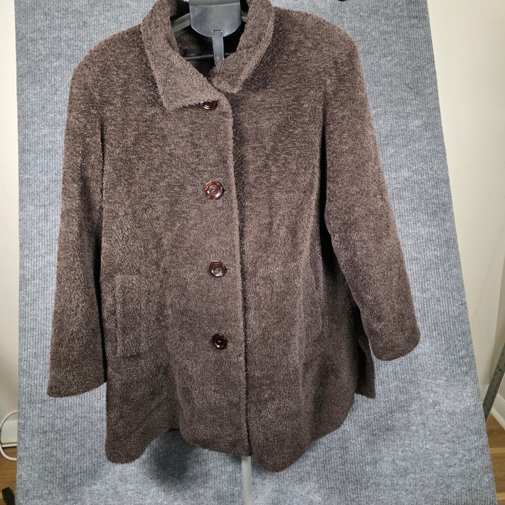 Cinzia Rocca Due Alpaca Wool Coat Brown Boucle Button Front US size 14